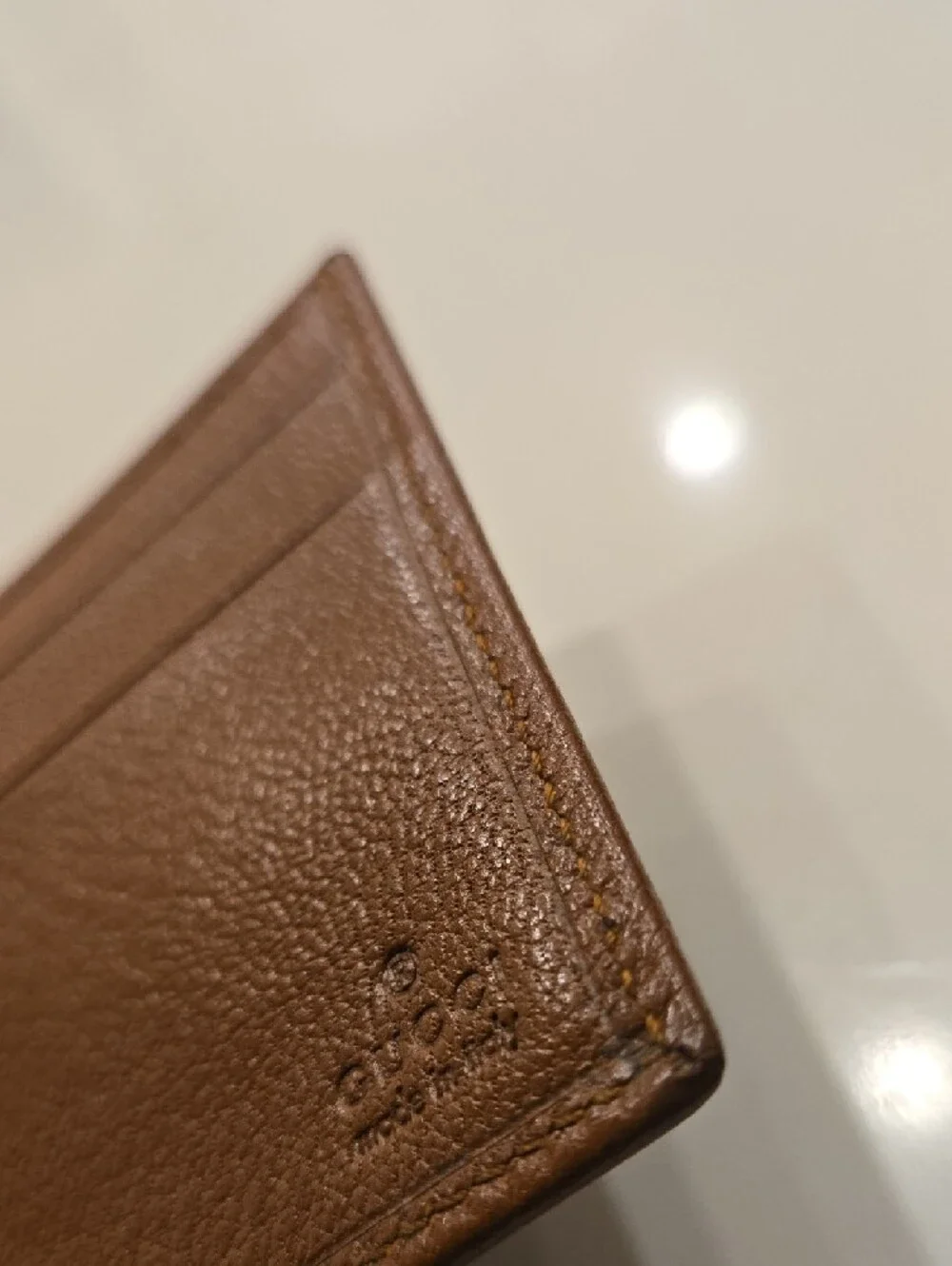 Gucci Brown Leather Men's Card Holder with Gold 'G' Emblem